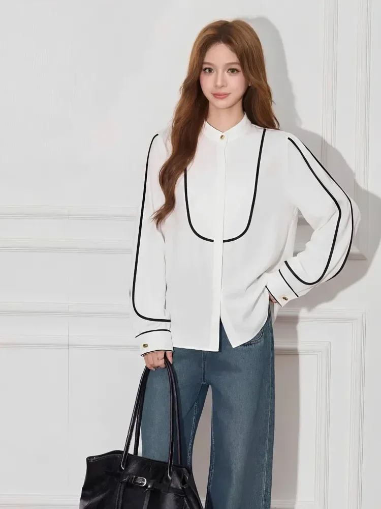 FADFAD Kemeja lengan panjang balon formal untuk wanita