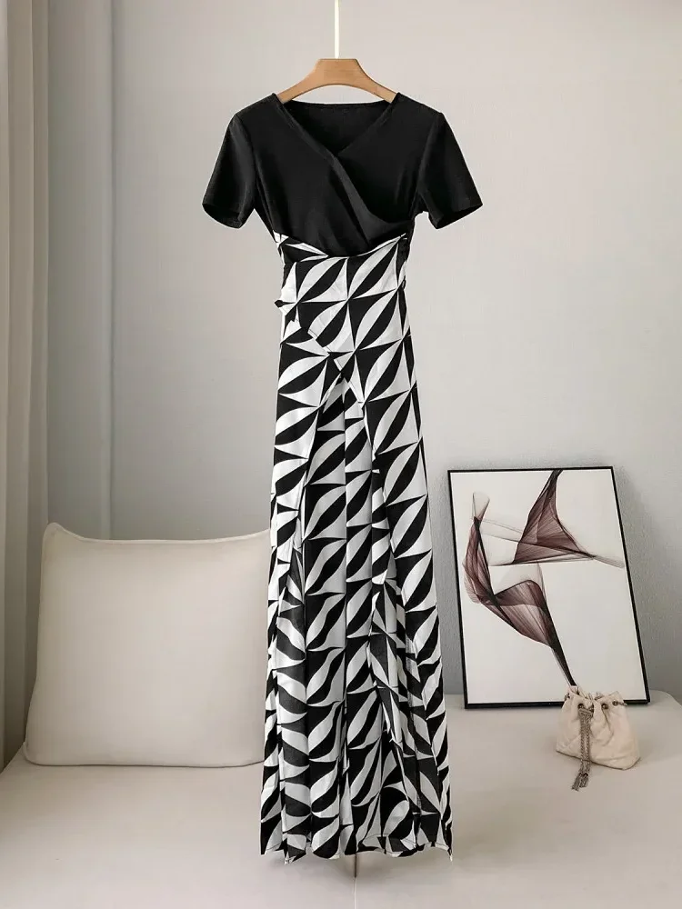 [DISKON KILAT]FADFAD Jumpsuit wanita motif kontras warna cetak berlengan pendek gaya kasual