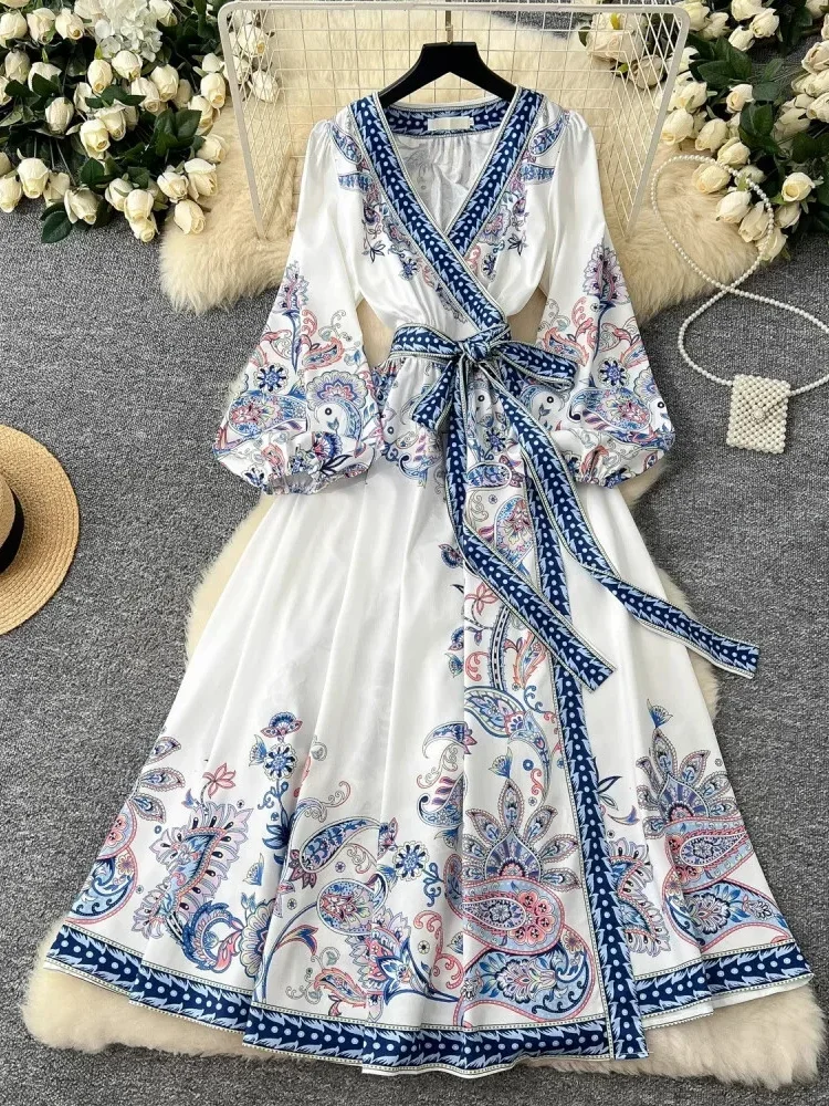 [READY STOCK]FADFAD Gaun panjang bermotif rok model a line dengan gaya kasual untiuk wanita