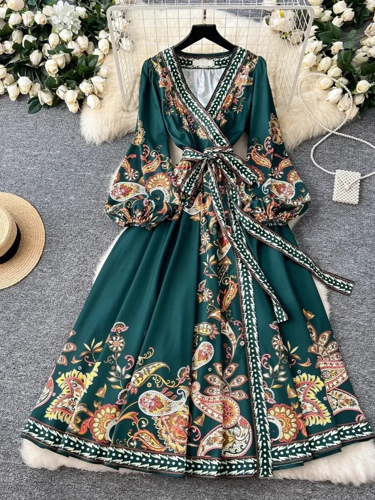 [READY STOCK]FADFAD Gaun panjang bermotif rok model a line dengan gaya kasual untiuk wanita