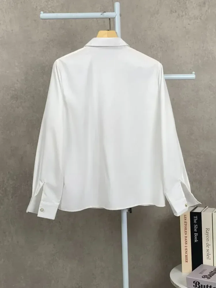 FADFAD Women's long-sleeved side-buttoned, embroidered, fitted shirt