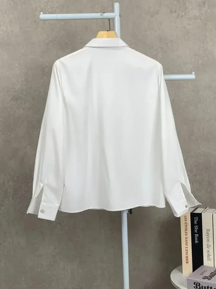 FADFAD Women's long-sleeved side-buttoned, embroidered, fitted shirt