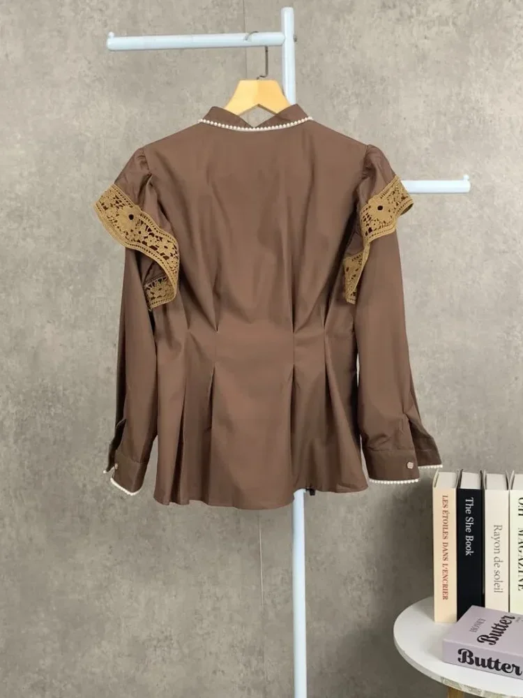 [READY STOCK]FADFAD Wanita longgar daun tepi lengan panjang top