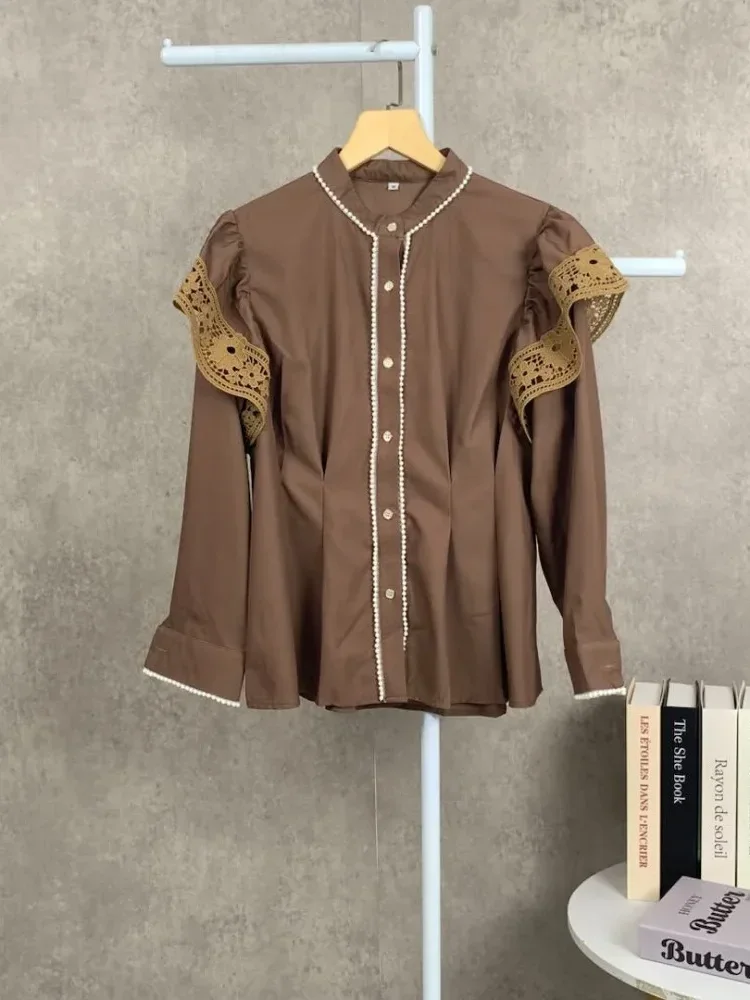 [READY STOCK]FADFAD Wanita longgar daun tepi lengan panjang top