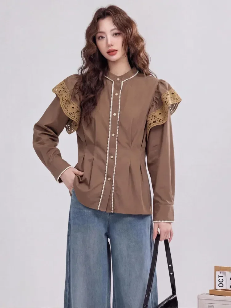 [READY STOCK]FADFAD Wanita longgar daun tepi lengan panjang top