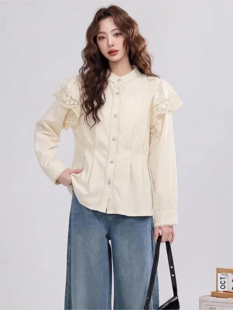 [READY STOCK]FADFAD Wanita longgar daun tepi lengan panjang top