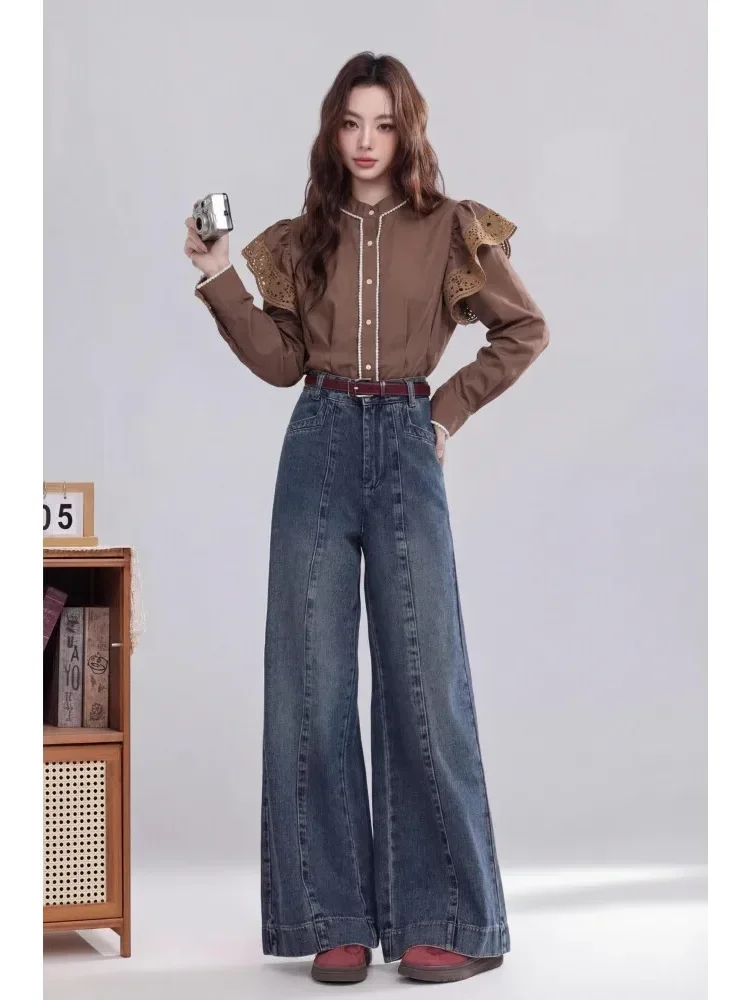 [READY STOCK]FADFAD Wanita longgar daun tepi lengan panjang top