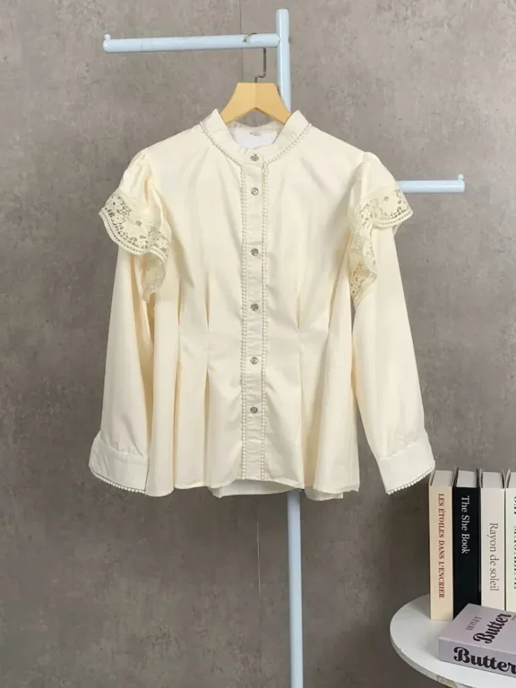 [READY STOCK]FADFAD Wanita longgar daun tepi lengan panjang top