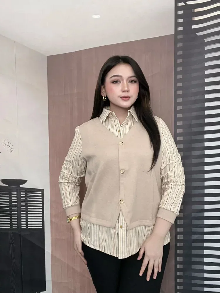 [NEW]FADFAD Kemeja cetak temperamen gaya baru wanita atasan elegan