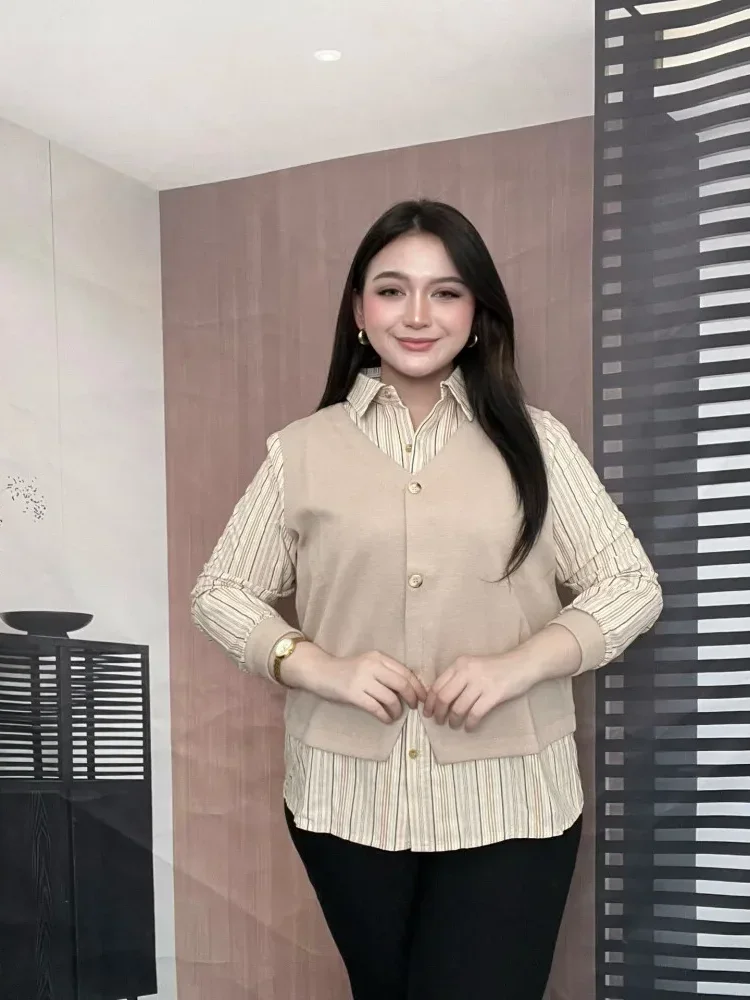 [NEW]FADFAD Kemeja cetak temperamen gaya baru wanita atasan elegan