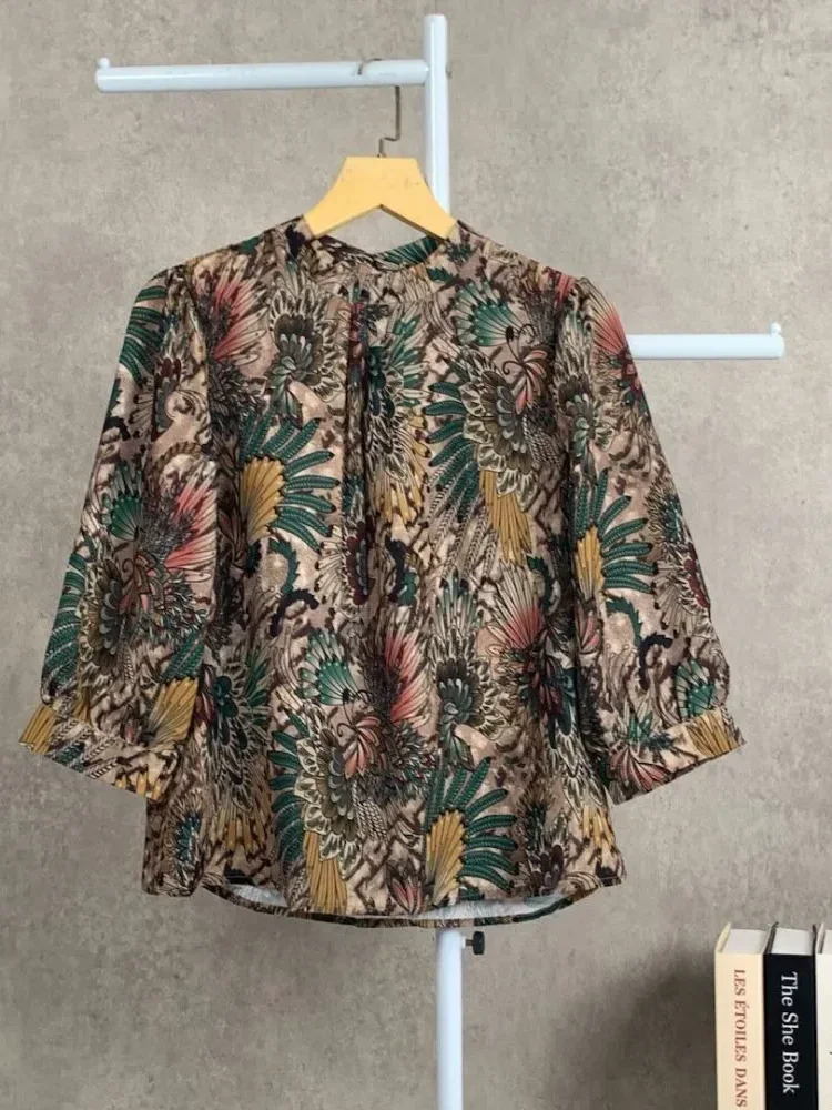 [READY STOCK]FADFAD Kemeja cetak temperamen gaya baru wanita atasan elegan