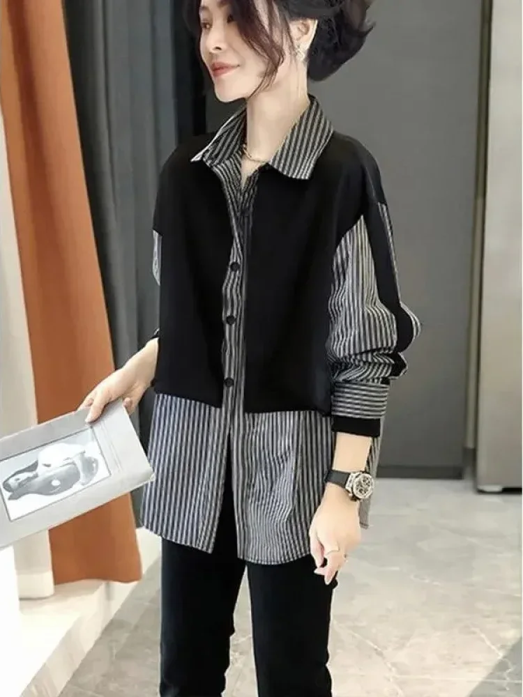 FADFAD Atasan kemeja model kekinian lengan panjang dengan gaya modis untuk wanita