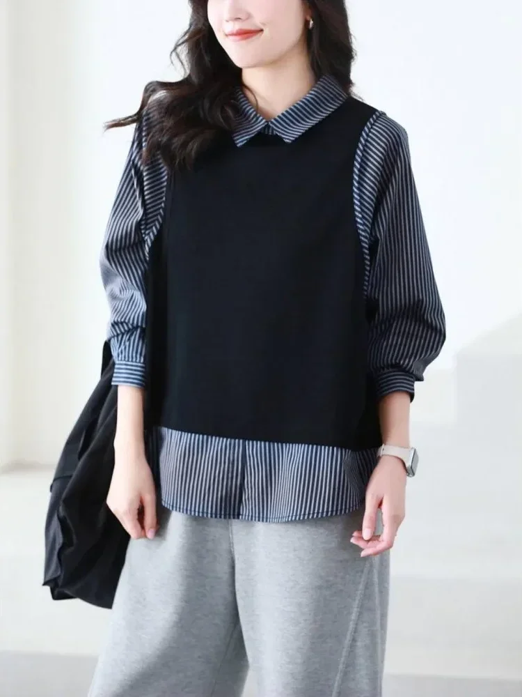 FADFAD Atasan kemeja model kekinian lengan panjang dengan gaya modis untuk wanita