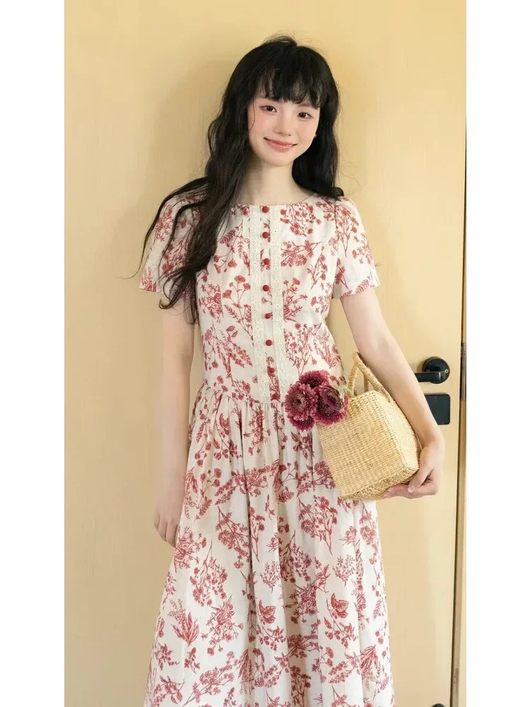 FADFAD Gaun kelas atas mewah pinggang tinggi dengan lengan pendek dan rok midi model a