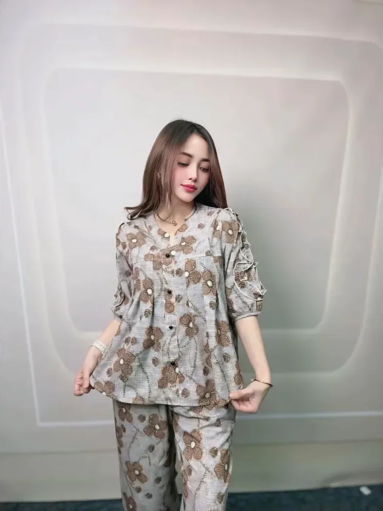 [NEW]FADFAD Setelan bermotif modis dan elegan yang menutupi lemak dan membuat tubuh terlihat langsing