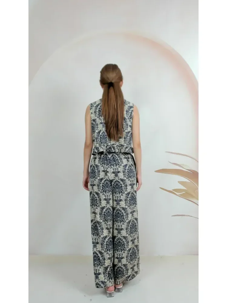 [NEW]FADFAD Setelan dua potong palsu atasan lengan pendek kerah v+ celana panjang gaya korea terbaru