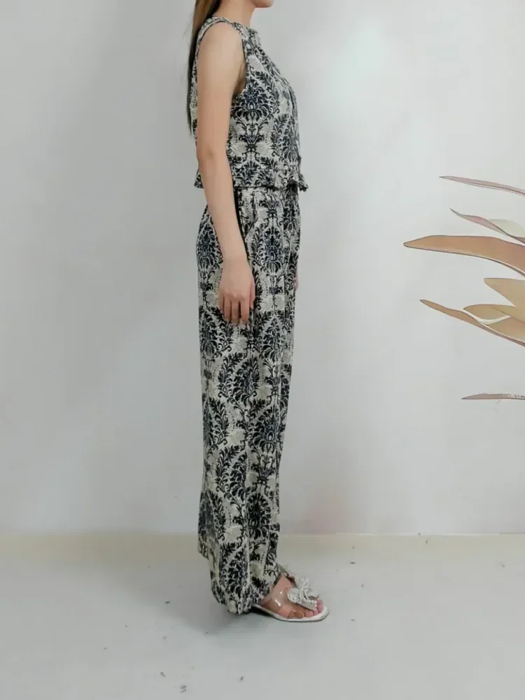 [NEW]FADFAD Setelan dua potong palsu atasan lengan pendek kerah v+ celana panjang gaya korea terbaru