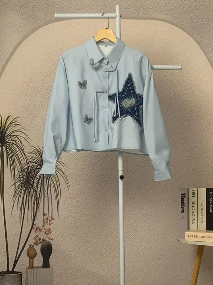 FADFAD Atasan kemeja lengan panjang wanita gaya cina baru