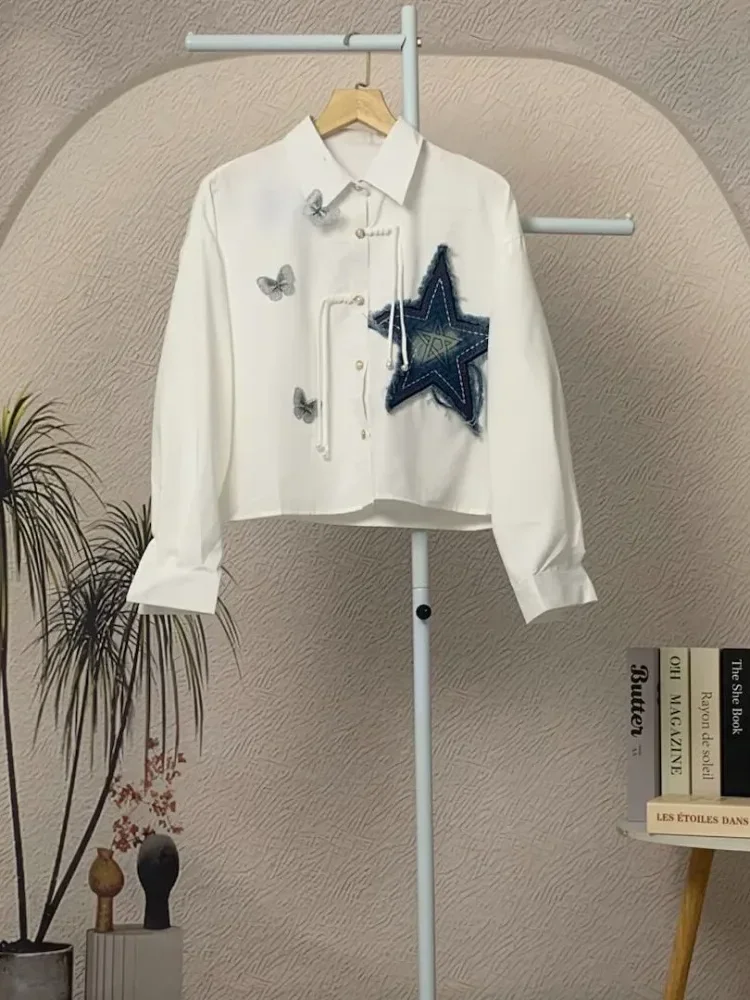 FADFAD Atasan kemeja lengan panjang wanita gaya cina baru