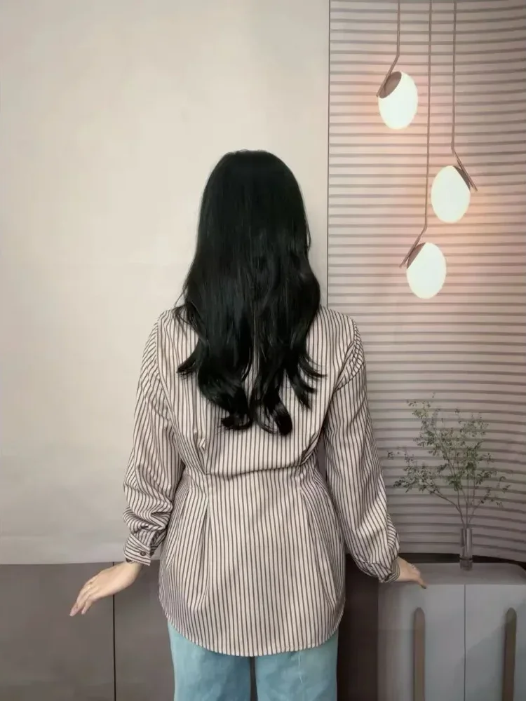 [DISKON KILAT]FADFAD Atasan kemeja bermotif lengan panjang gaya kasual