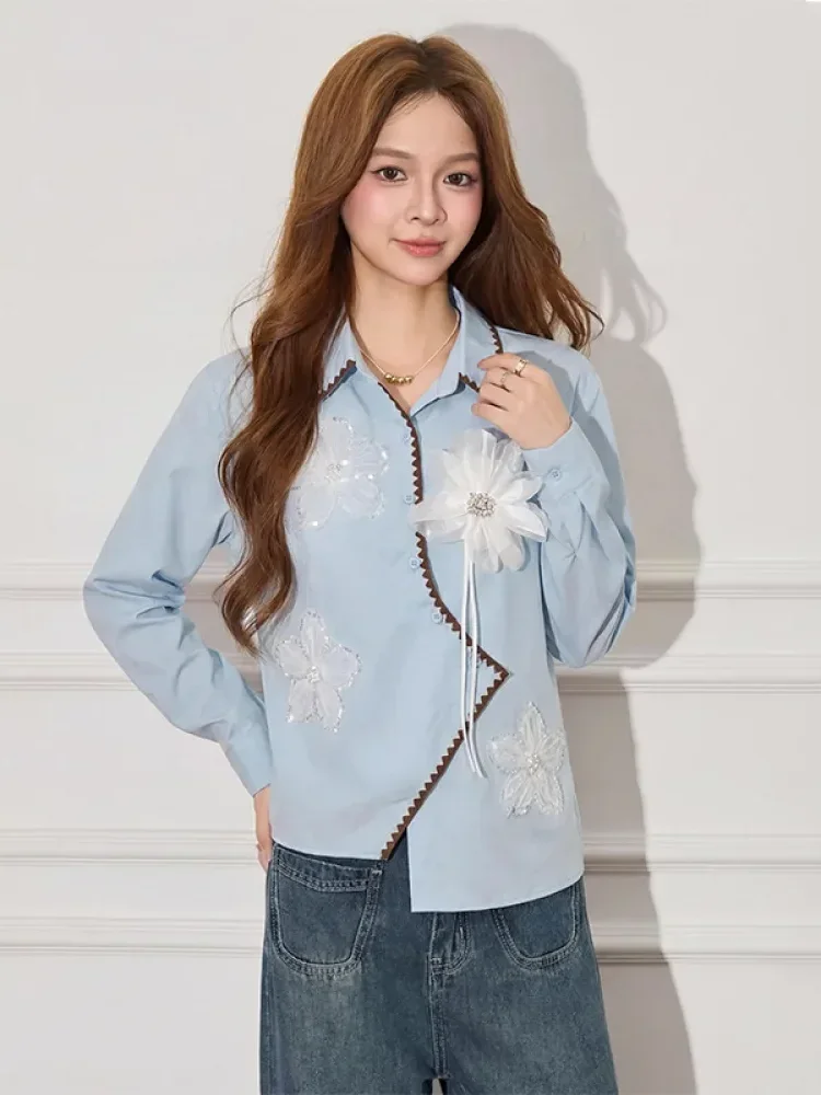 FADFAD Atasan kemeja mode baru lengan panjang gaya populer wanita