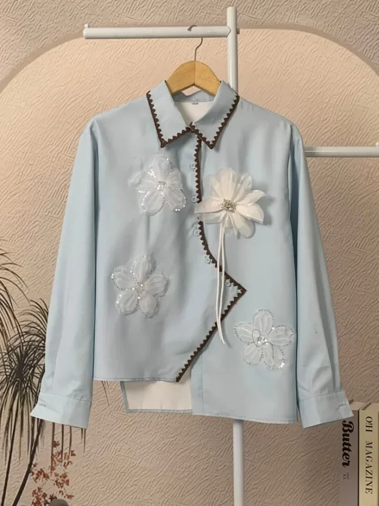 FADFAD Atasan kemeja mode baru lengan panjang gaya populer wanita