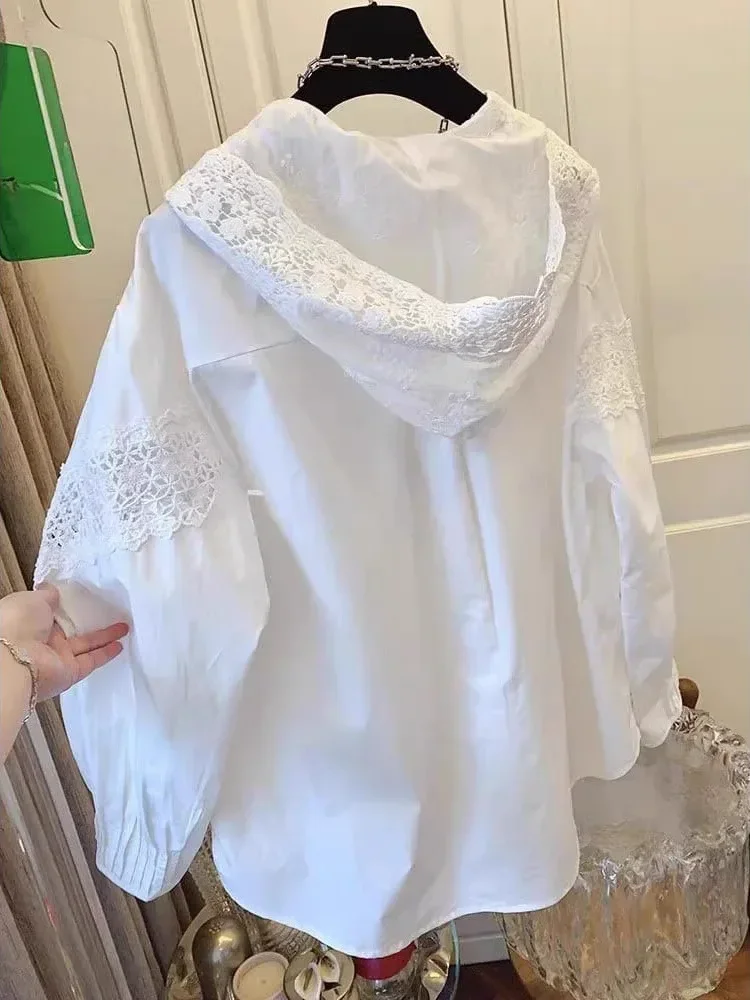 [NEW]FADFAD Atasan kemeja longgar dengan lengan panjang kasual wanita