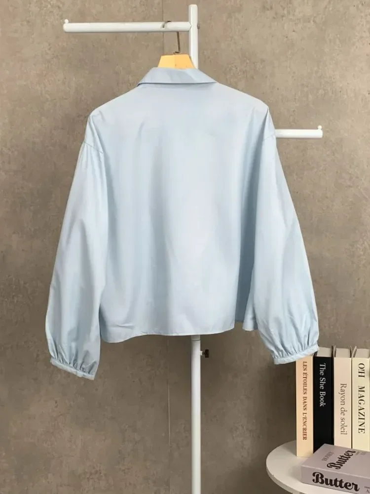 [READY STOCK]FADFAD Atasan lengan panjang yang modis dan longgar, dipadukan dengan motif kupu-kupu bordir tiga dimensi