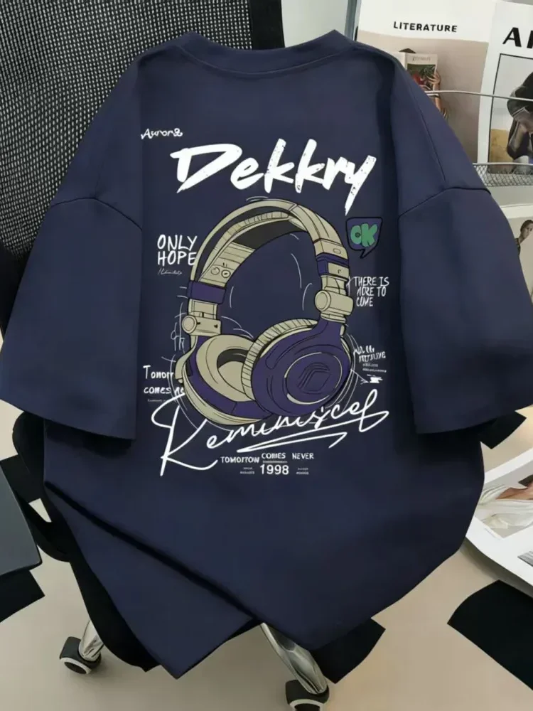 MODISH Katun amerika hitam putih lengan pendek ins cetak t-shirt