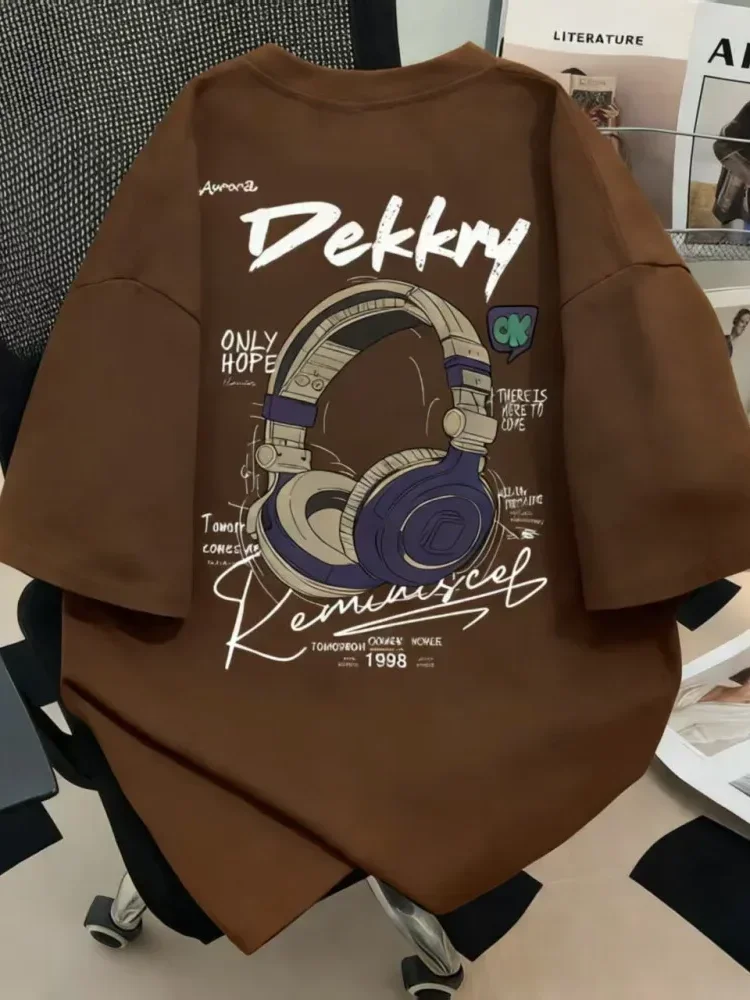 MODISH Katun amerika hitam putih lengan pendek ins cetak t-shirt