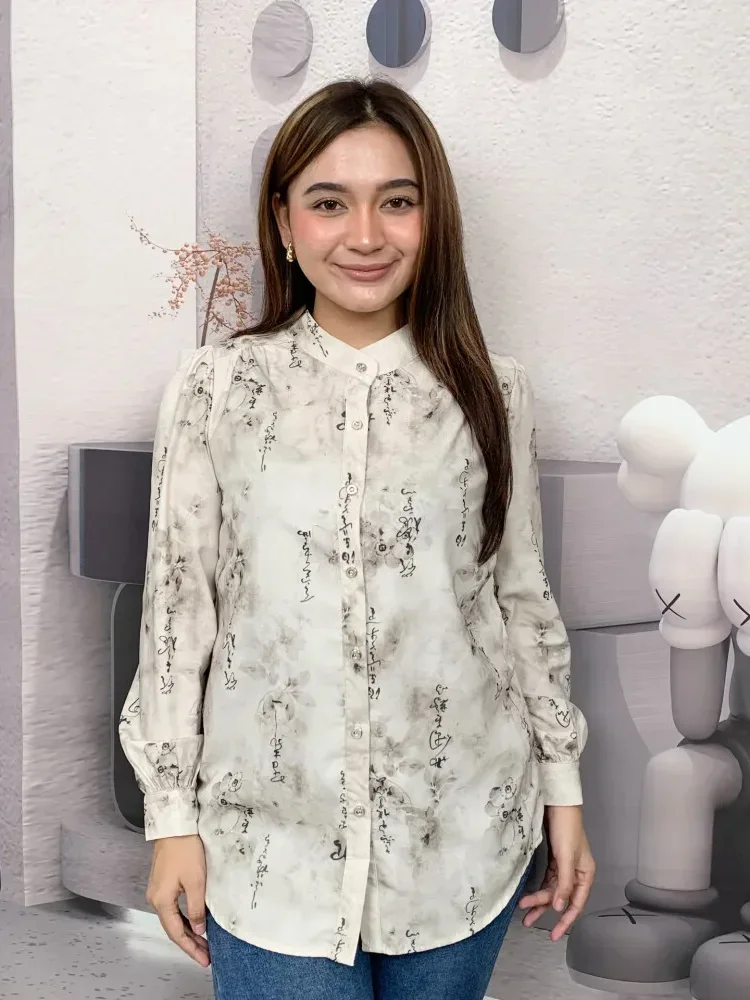 [DISKON KILAT]FADFAD Fashion new temperament print thin sunscreen shirt women loose slim this year's popular shirt