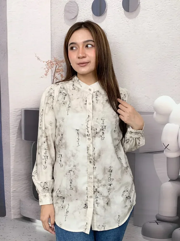 [DISKON KILAT]FADFAD Fashion new temperament print thin sunscreen shirt women loose slim this year's popular shirt
