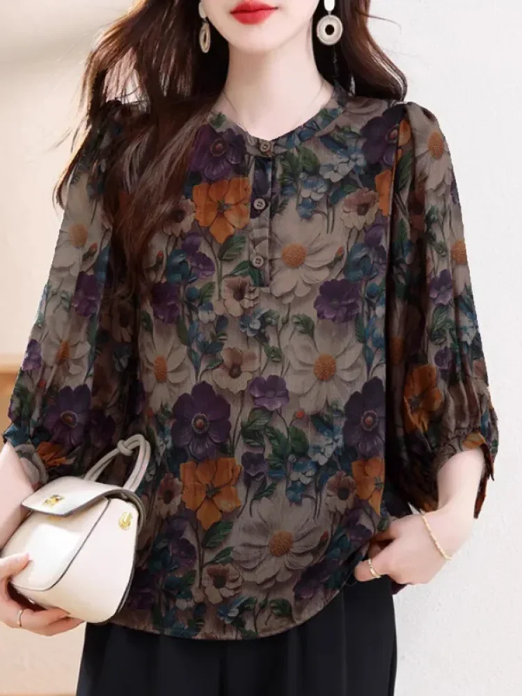 [NEW]FADFAD Kemeja cetak temperamen gaya baru wanita atasan elegan