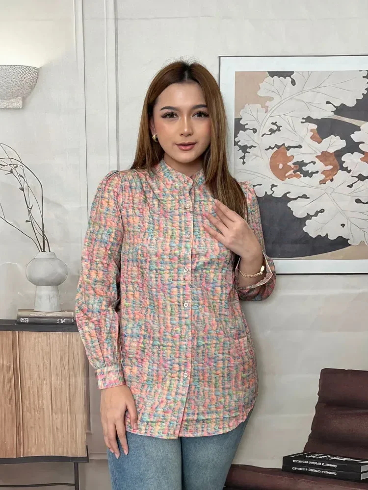 [CUCI GUDANG]FADFAD Fashion new temperament print thin sunscreen shirt women loose slim this year's popular shirt