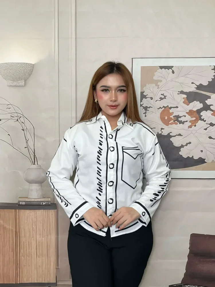 FADFAD Kemeja cetak temperamen gaya baru wanita atasan elegan