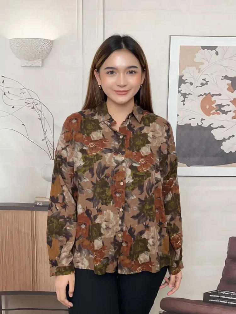 FADFAD Kemeja cetak temperamen gaya baru wanita atasan elegan