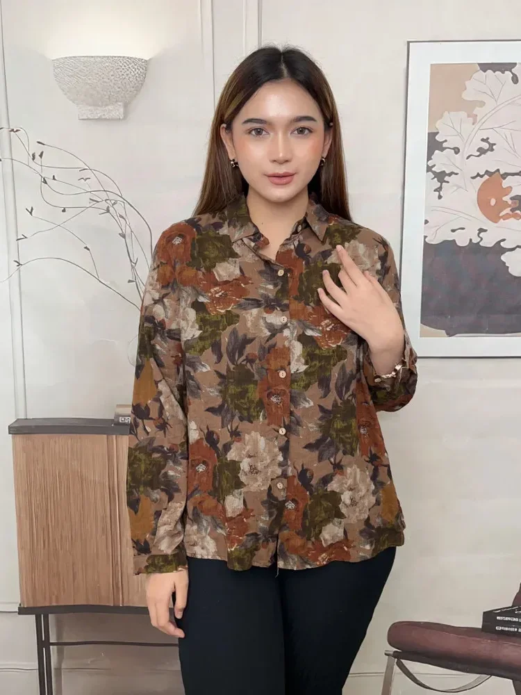 FADFAD Kemeja cetak temperamen gaya baru wanita atasan elegan