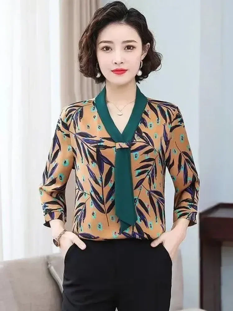 FADFAD Kemeja cetak temperamen gaya baru wanita atasan elegan