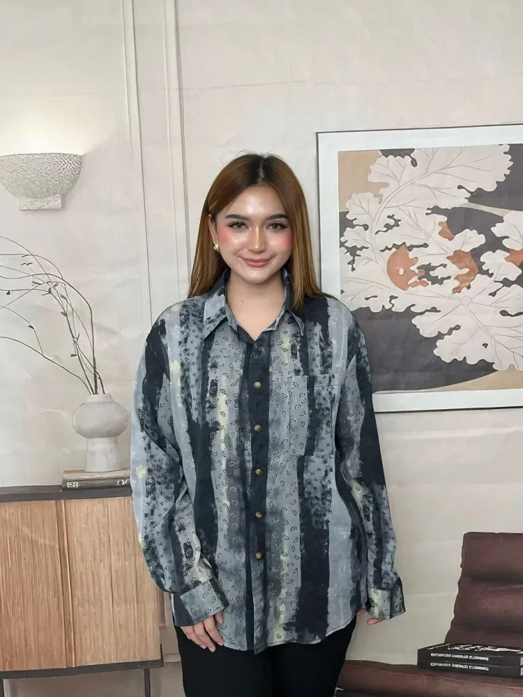 FADFAD Kemeja cetak temperamen gaya baru wanita atasan elegan
