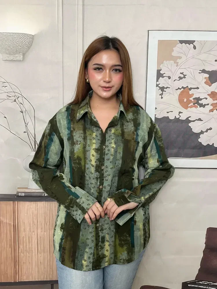 FADFAD Kemeja cetak temperamen gaya baru wanita atasan elegan