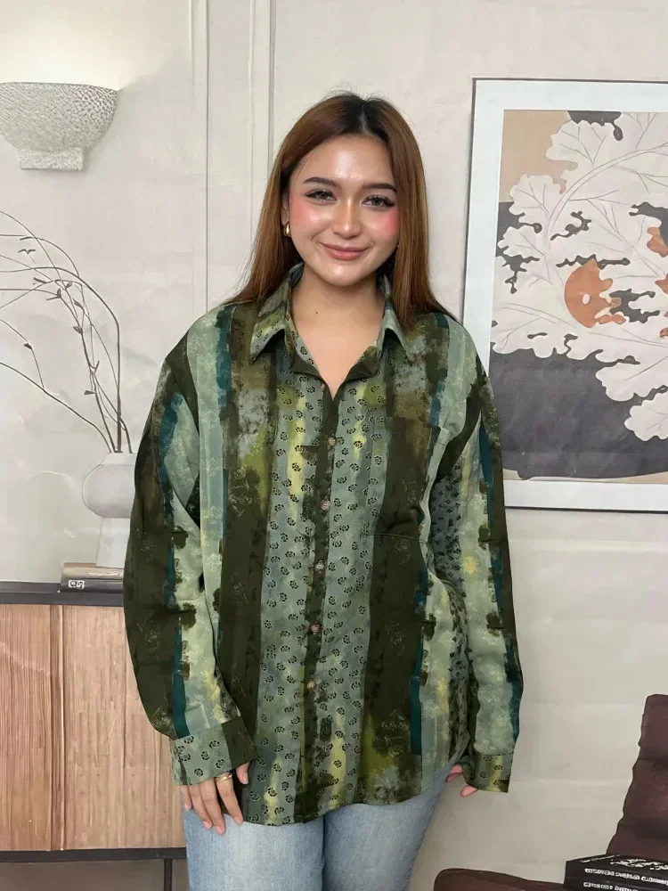 FADFAD Kemeja cetak temperamen gaya baru wanita atasan elegan