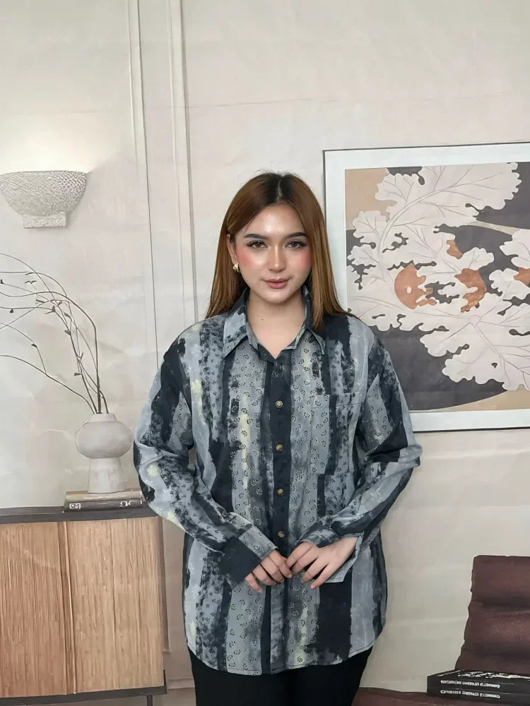FADFAD Kemeja cetak temperamen gaya baru wanita atasan elegan