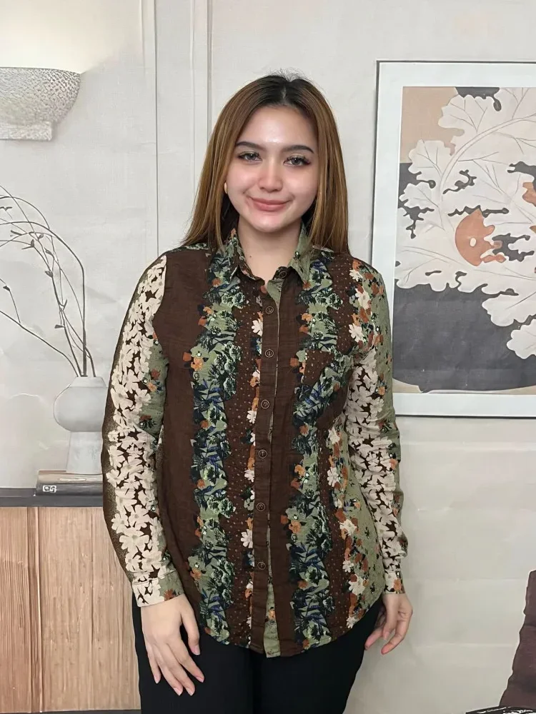 FADFAD Kemeja cetak temperamen gaya baru wanita atasan elegan