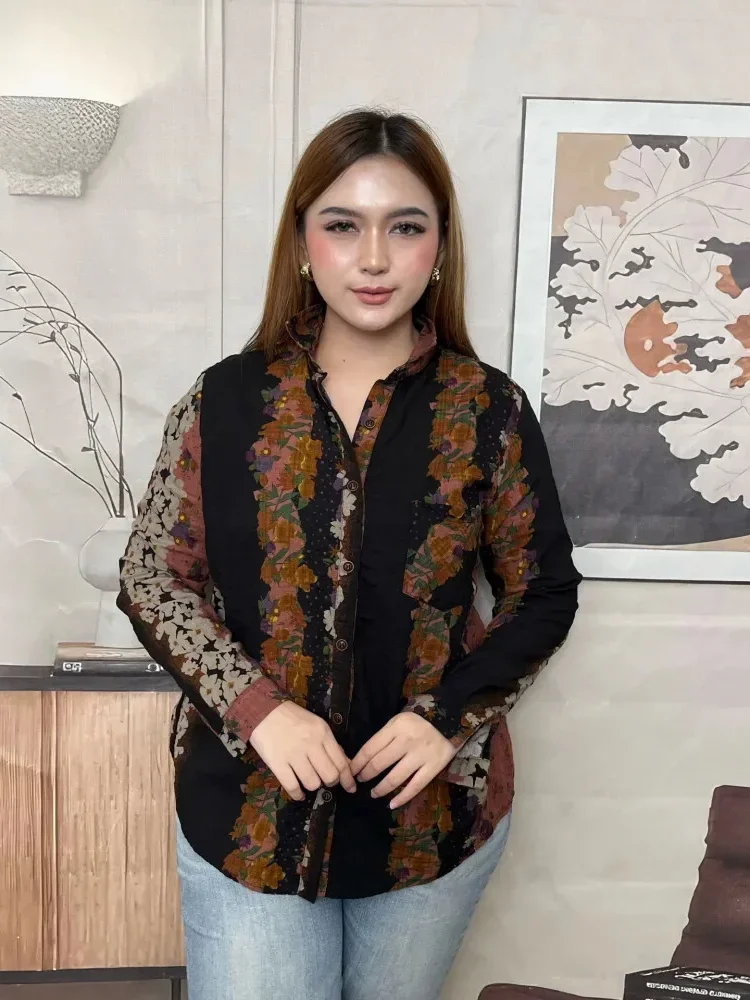 FADFAD Kemeja cetak temperamen gaya baru wanita atasan elegan