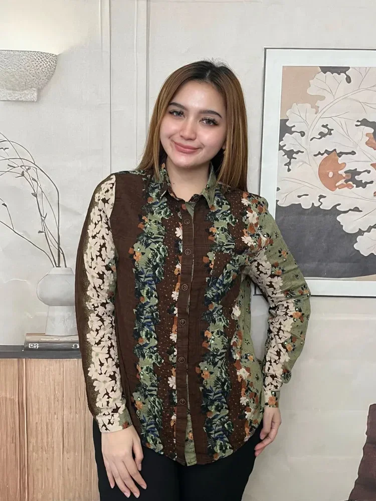 FADFAD Kemeja cetak temperamen gaya baru wanita atasan elegan