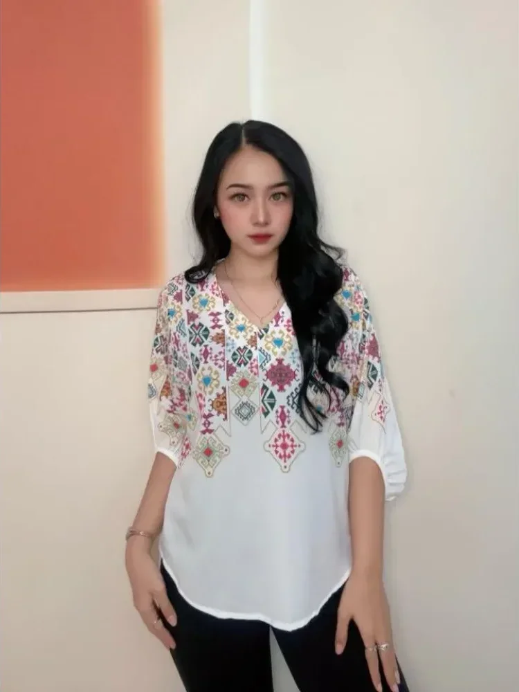 FADFAD Kemeja cetak temperamen gaya baru wanita atasan elegan