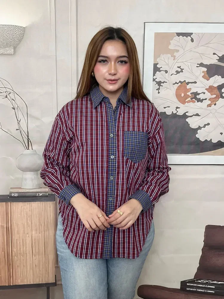 FADFAD Kemeja cetak temperamen gaya baru wanita atasan elegan