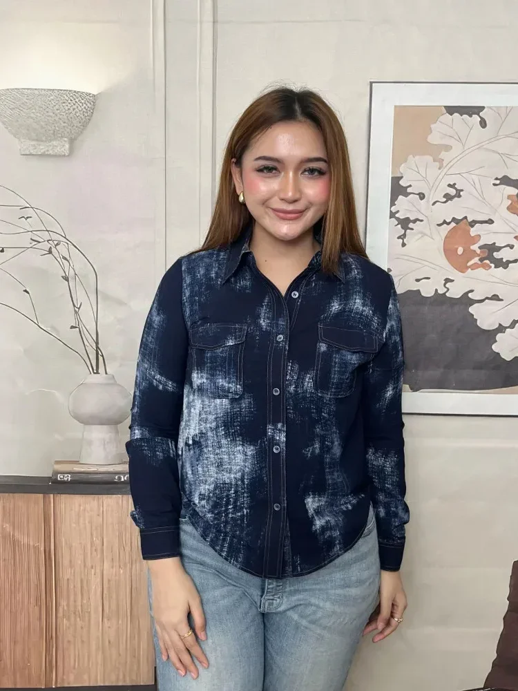 FADFAD Kemeja cetak temperamen gaya baru wanita atasan elegan