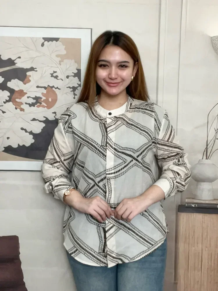 FADFAD Kemeja cetak temperamen gaya baru wanita atasan elegan