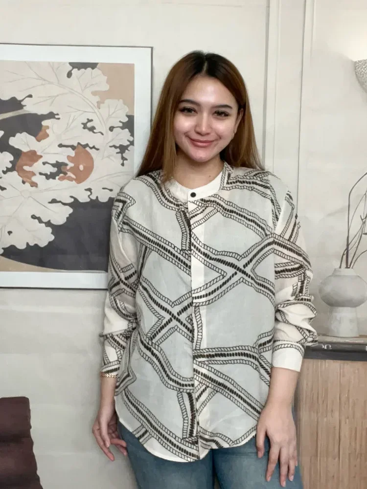 FADFAD Kemeja cetak temperamen gaya baru wanita atasan elegan